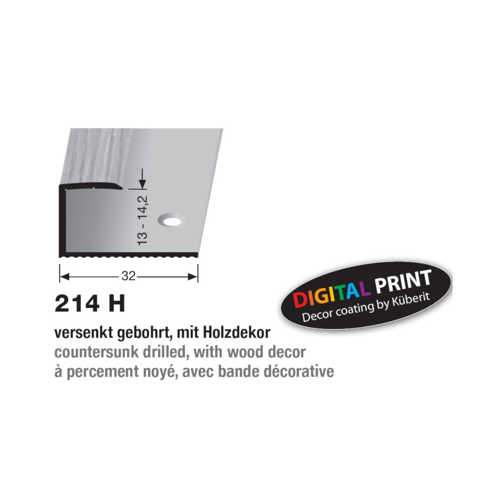 Küberit Alu Einfassprofil Typ 214 H 13 14 2 mm 90 cm eiche weiß gekalkt H33 eiche weiß